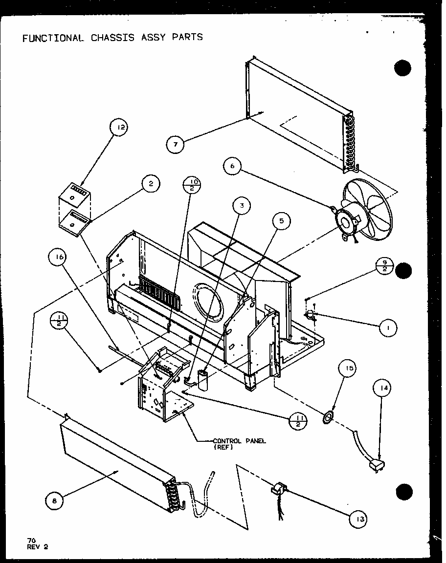 Functional Chassis Assy Parts (ptc15300er/p9812522r) (ptc15400er/p9872222r) Diagram and Parts List for PTC07300ER P9882501R Amana Air Conditioner