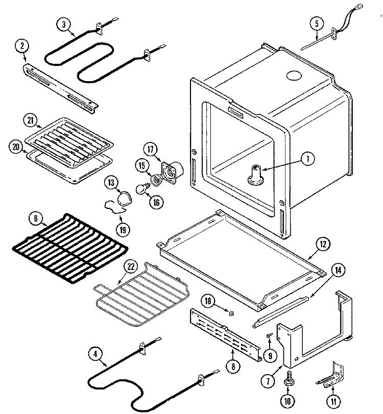 OVEN / BASE Diagram and Parts List for PER5508BAQ  Maytag Range