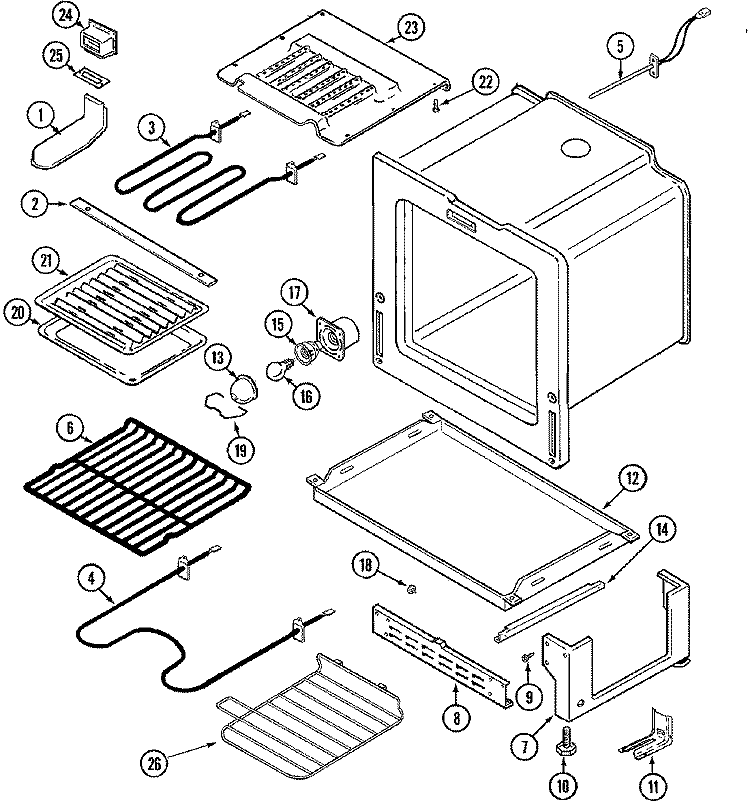 OVEN / BASE Diagram and Parts List for MER5721BAF  Maytag Range