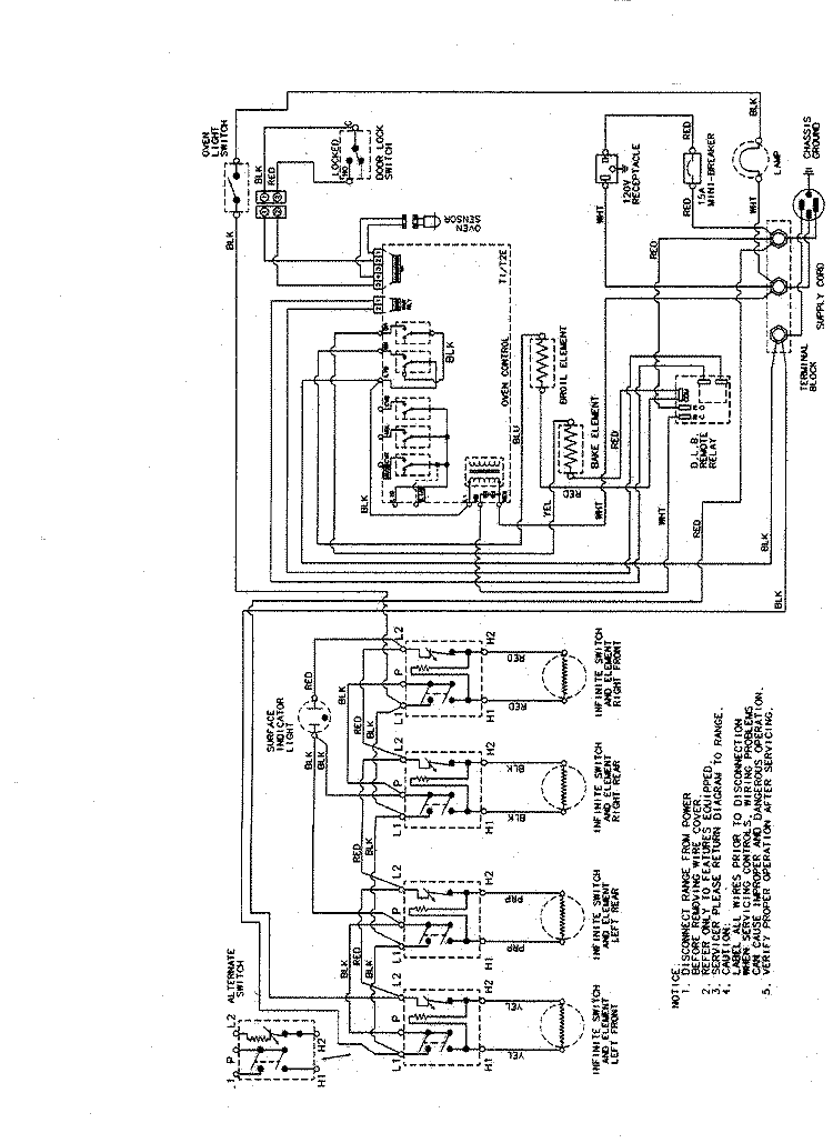 WIRING INFORMATION Diagram and Parts List for CE38300BCV  Crosley Range
