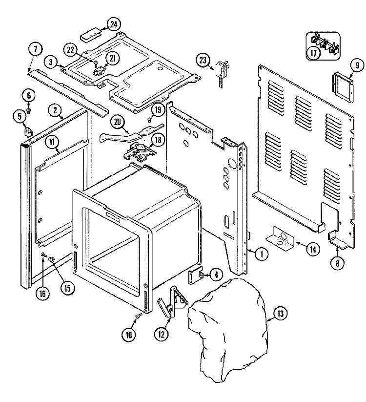 BODY Diagram and Parts List for CE38700BCV  Crosley Range