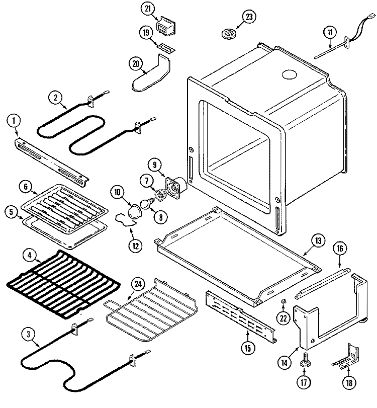 OVEN / BASE Diagram and Parts List for CE38700BCV  Crosley Range