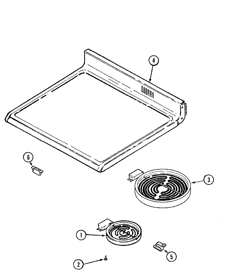 TOP ASSEMBLY Diagram and Parts List for CER3760BAW  Magic Chef Range