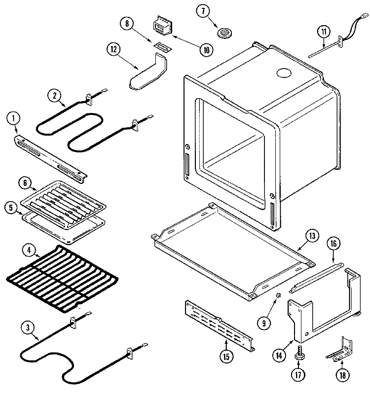 OVEN / BASE Diagram and Parts List for PER5702BAH  Maytag Range