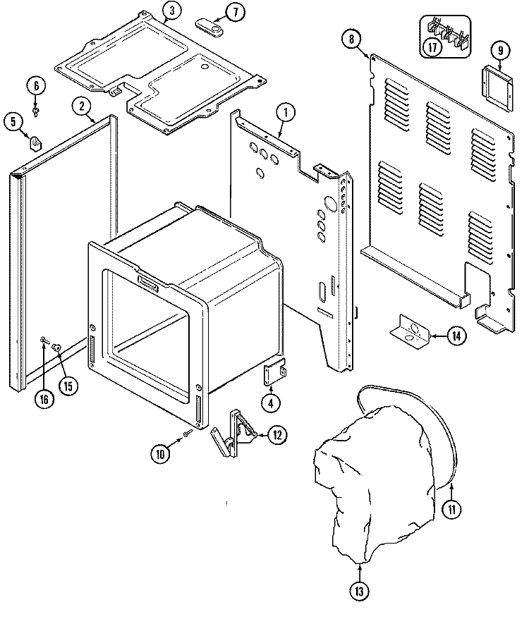 BODY Diagram and Parts List for CER1360BAW  Magic Chef Range