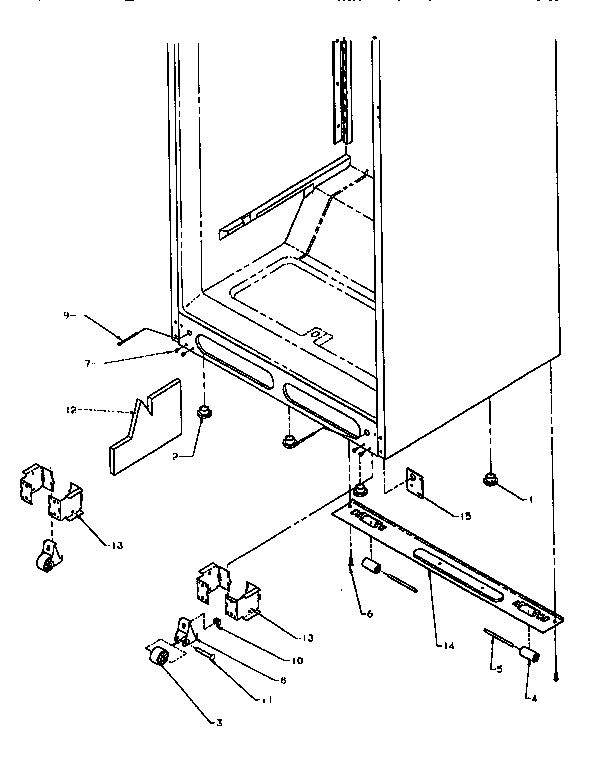 Cabinet Bottom Diagram and Parts List for TH18S3W-P1195301W  Amana Refrigerator