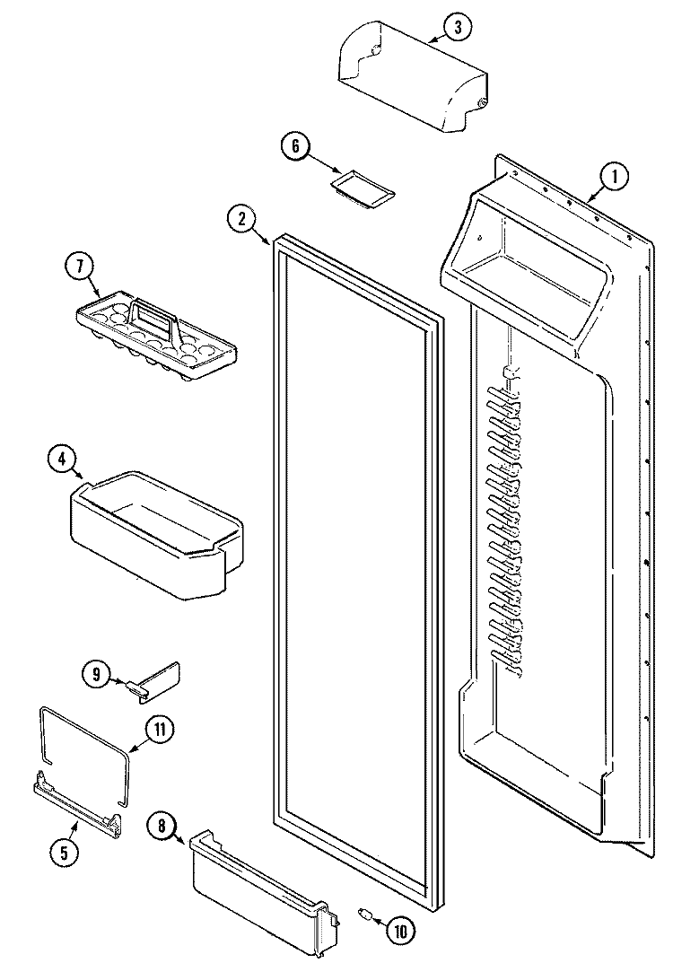 FRESH FOOD INNER DOOR Diagram and Parts List for GS2726CEGW  Maytag Refrigerator