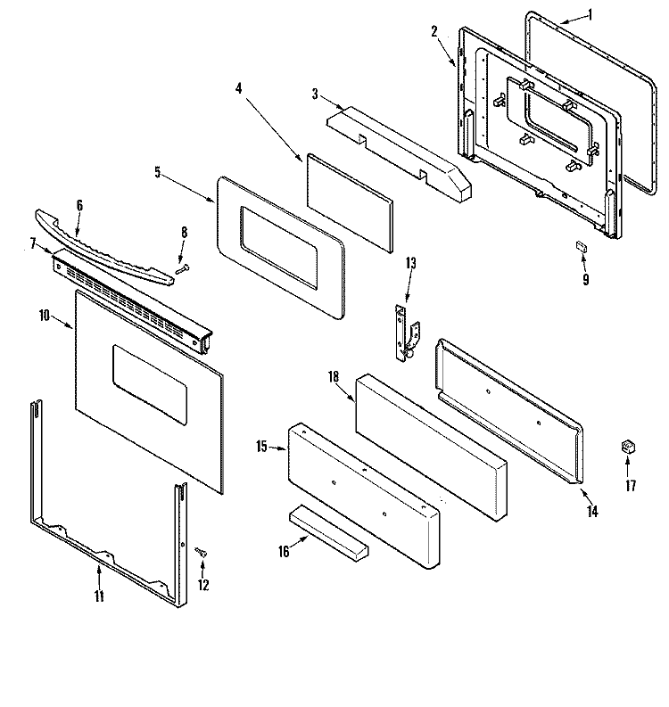 DOOR / DRAWER Diagram and Parts List for PGR4405CDH  Maytag Range