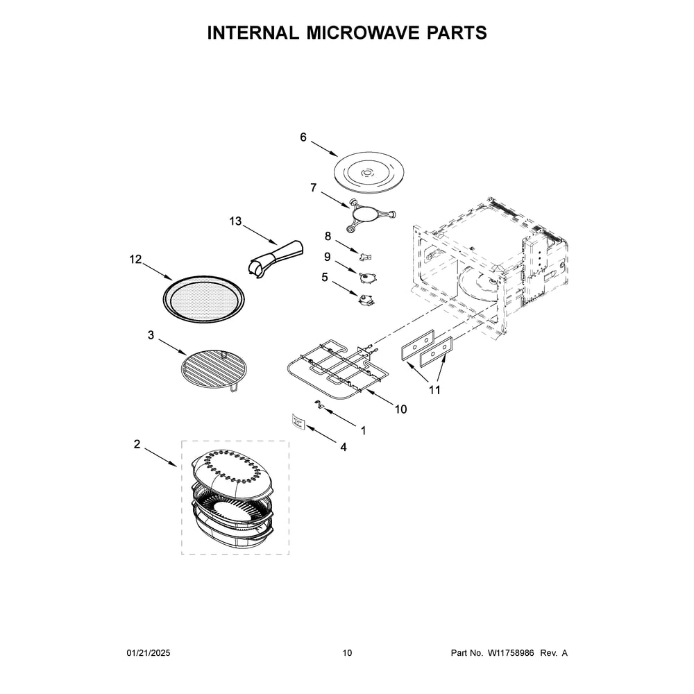 Internal Microwave Parts Diagram and Parts List for JOEMC130RM00  Jenn-Air Microwave