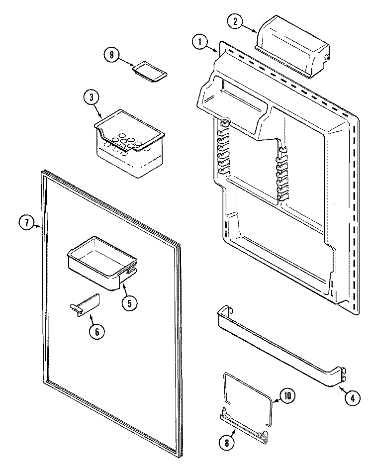FRESH FOOD INNER DOOR Diagram and Parts List for GT2127PEGW  Maytag Refrigerator