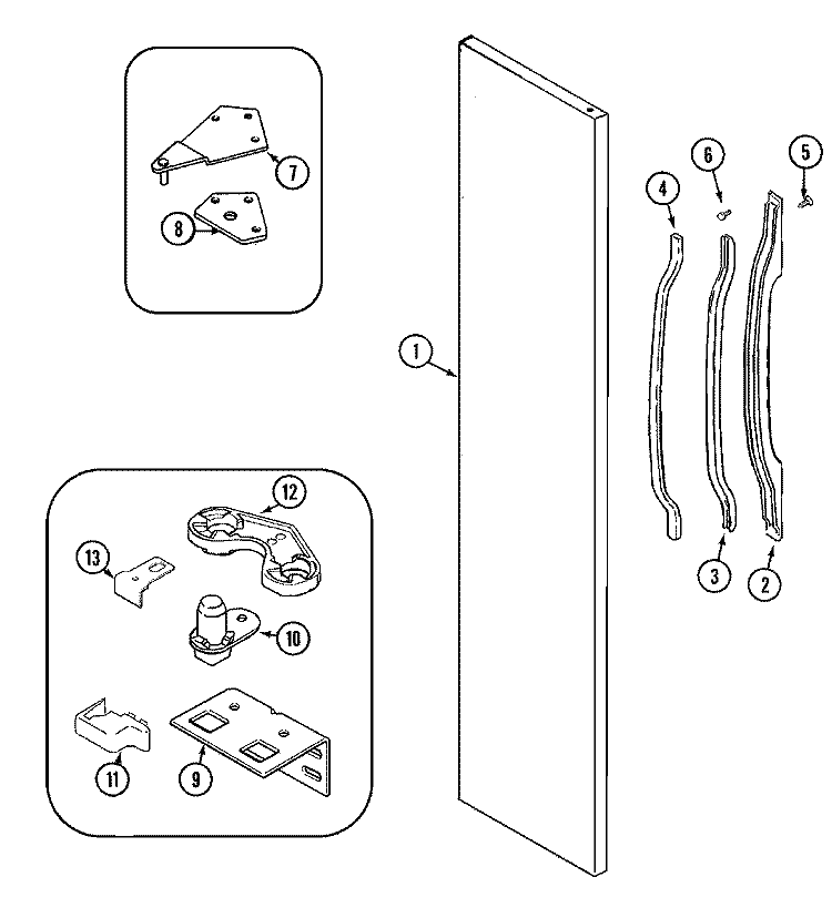 FREEZER OUTER DOOR Diagram and Parts List for GS2182NKGW  Maytag Refrigerator