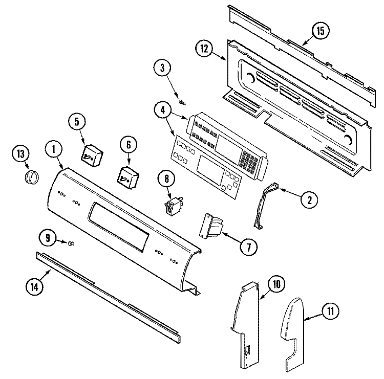 CONTROL PANEL Diagram and Parts List for MER6769BAQ  Maytag Range