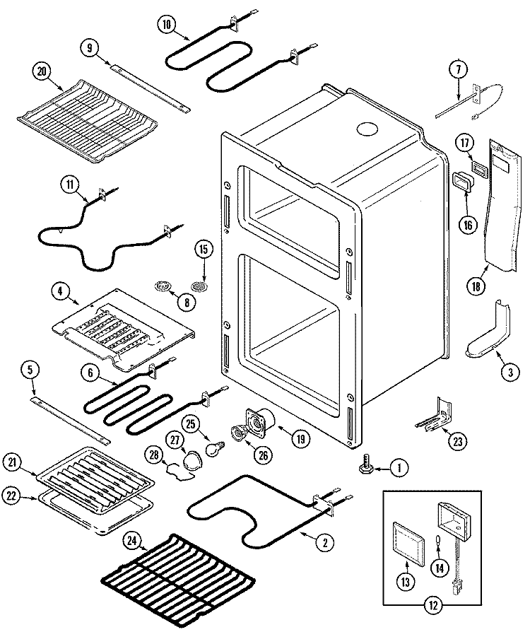 OVEN Diagram and Parts List for MER6769BAQ  Maytag Range