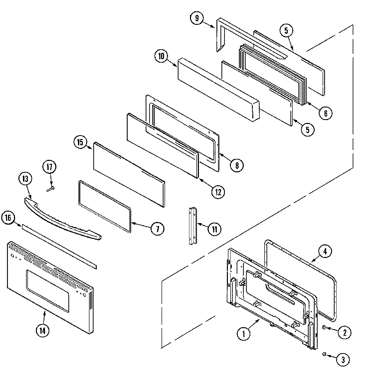 DOOR (UPPER) Diagram and Parts List for MER6769BAQ  Maytag Range