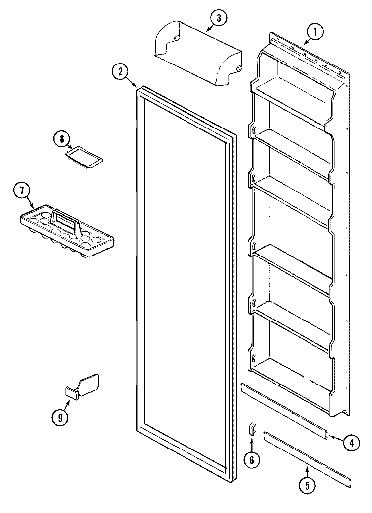 FRESH FOOD INNER DOOR Diagram and Parts List for CS21G5DW  Crosley Refrigerator