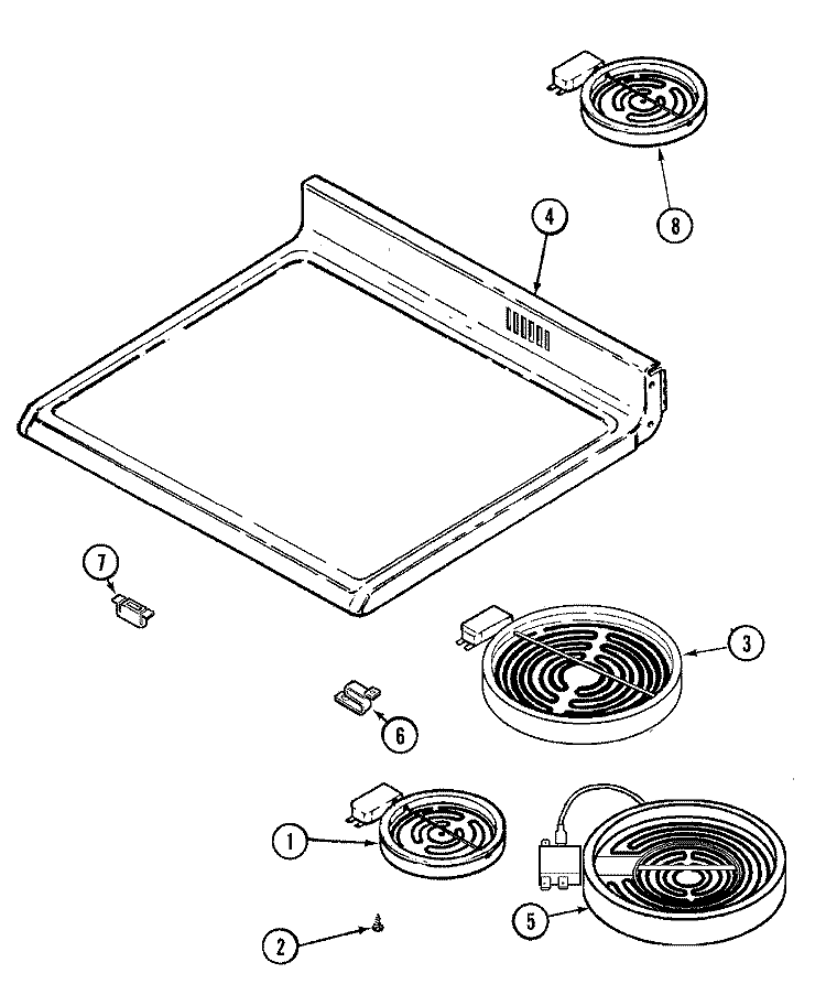 TOP ASSEMBLY Diagram and Parts List for MER5880BAW  Maytag Range