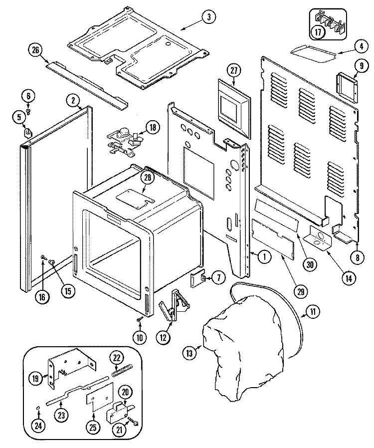 BODY Diagram and Parts List for MER5880BAW  Maytag Range