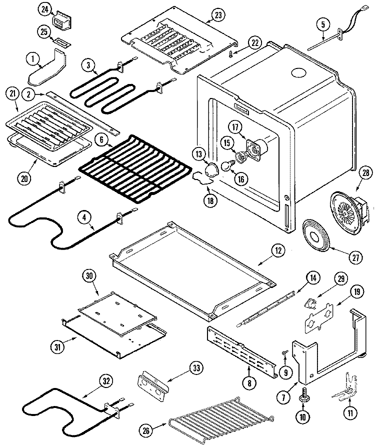 OVEN / BASE Diagram and Parts List for MER5880BAW  Maytag Range