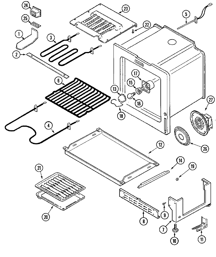 OVEN / BASE Diagram and Parts List for MER5870BAW  Maytag Range
