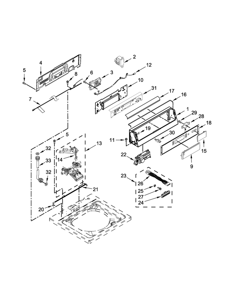 Controls And Water Inlet Parts Diagram and Parts List for MVW18PRAWW0  Maytag Washer