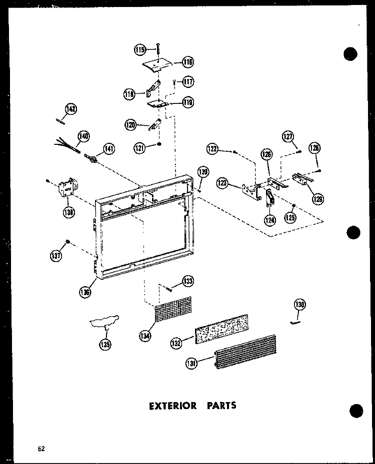 EXTERIOR PARTS Diagram and Parts List for RC-7D P7130101M Amana Microwave