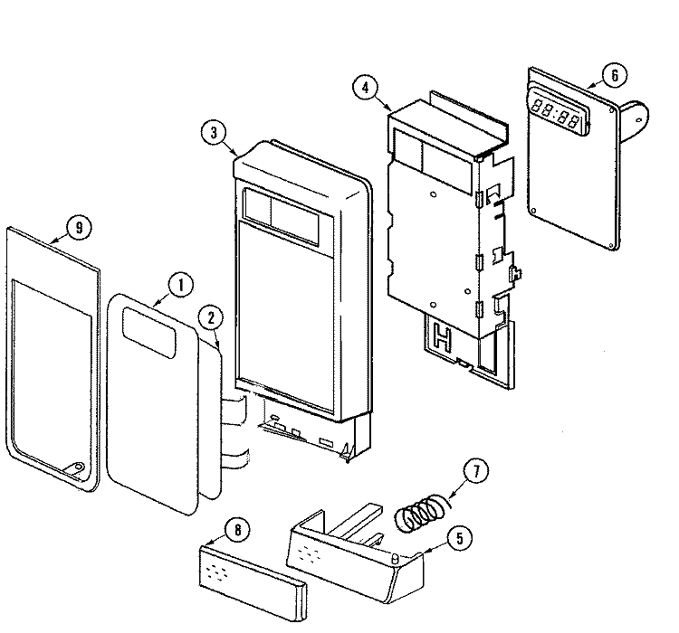 CONTROL PANEL Diagram and Parts List for JMC8100ADB  Jenn-Air Microwave