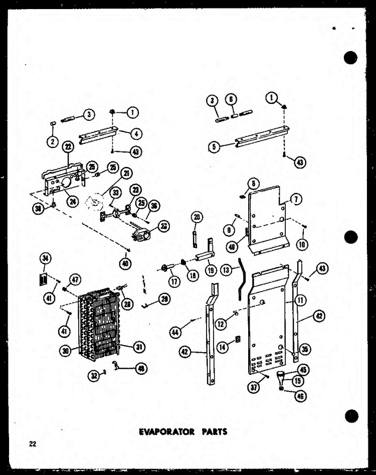 Evaporator Parts Diagram and Parts List for SRI-22E-A-P74870-21WA  Amana Refrigerator