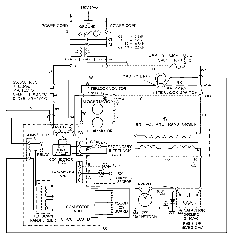 WIRING INFORMATION Diagram and Parts List for UMC5100ADW  Maytag Microwave
