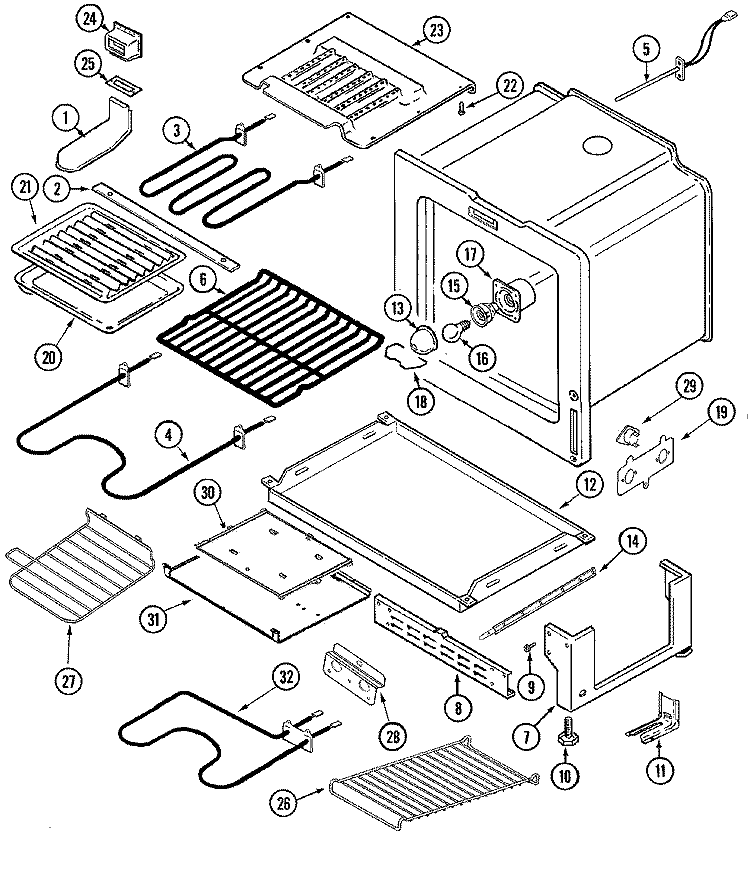 OVEN / BASE Diagram and Parts List for JER8750BAW  Jenn-Air Range
