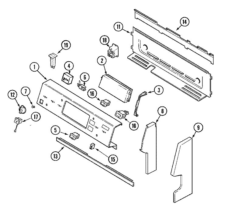 CONTROL PANEL Diagram and Parts List for MER5870BCW  Maytag Range