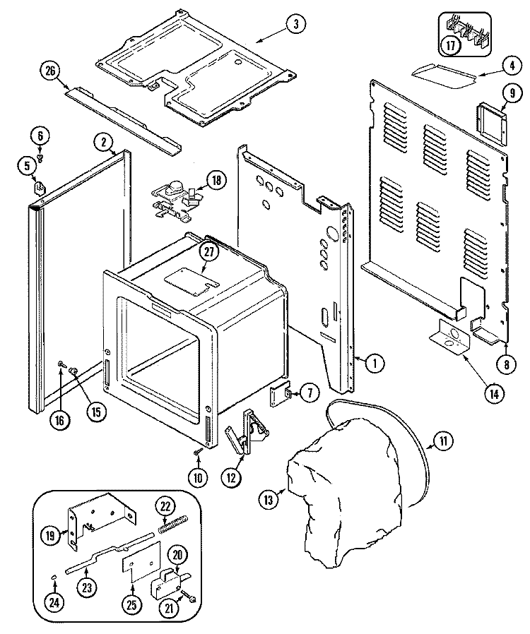 BODY Diagram and Parts List for MER5770BAW  Maytag Range