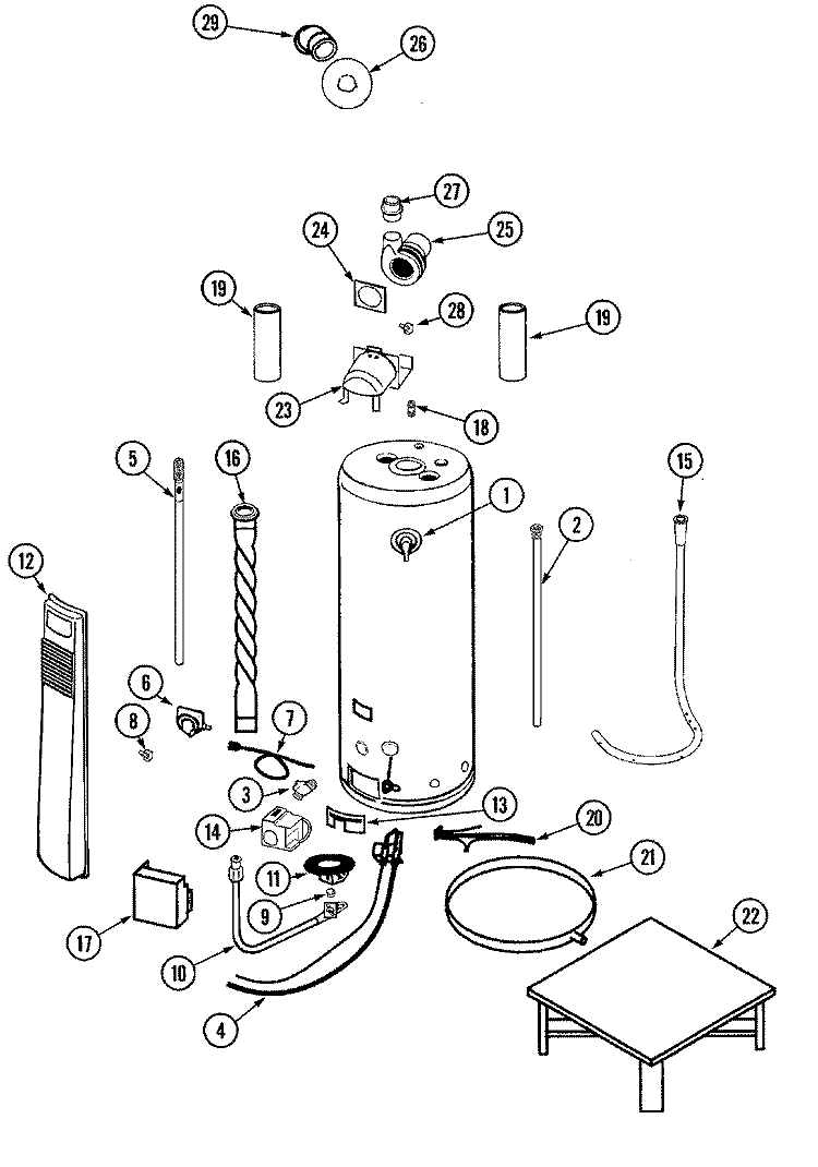 BODY Diagram and Parts List for HN41250VCANZ  Maytag Water Heater