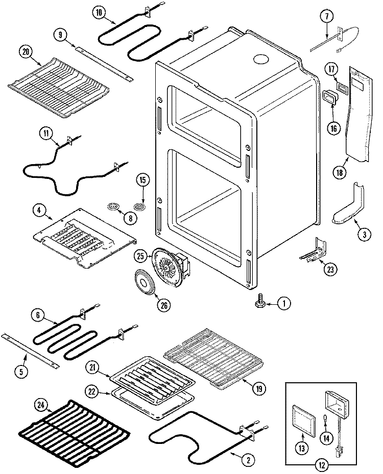 OVEN Diagram and Parts List for MER6872BAQ  Maytag Range