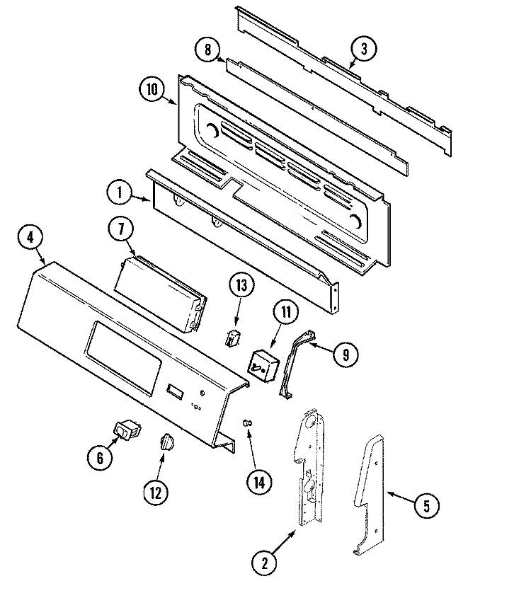 CONTROL PANEL Diagram and Parts List for MGR5880BDS  Maytag Range