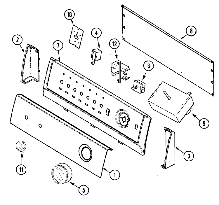 CONTROL PANEL Diagram and Parts List for CDE7500W  Crosley Dryer