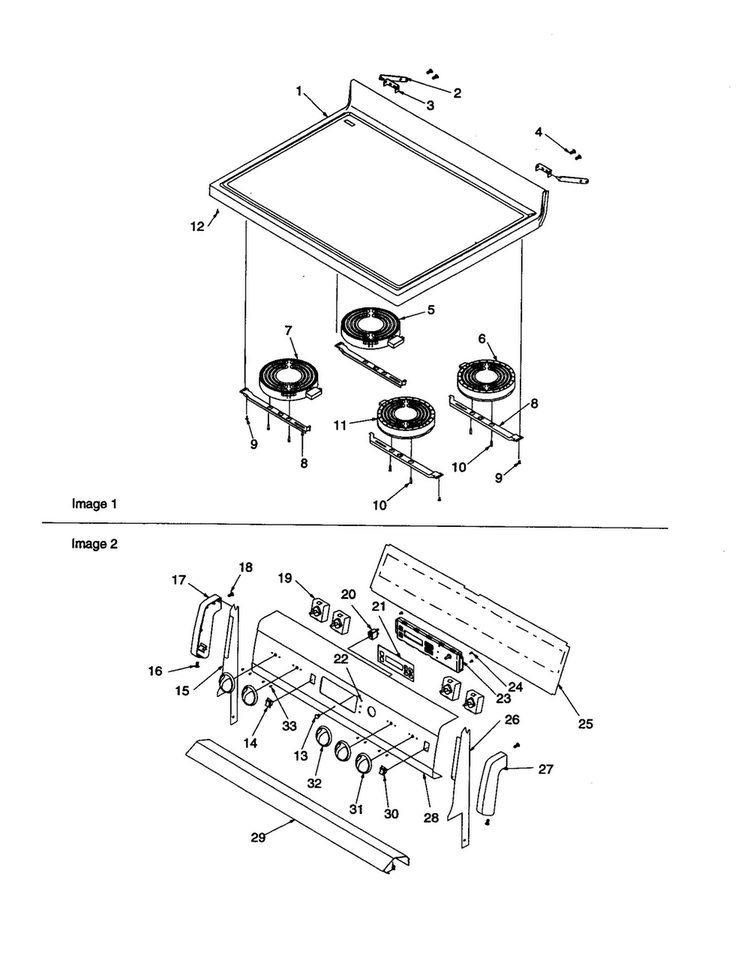 Maintop And Backguard Diagram and Parts List for ARTC7021W-P1143814NW  Amana Range