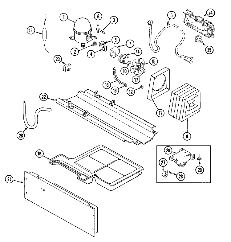 COMPRESSOR Diagram and Parts List for S40STRP  Maytag Refrigerator