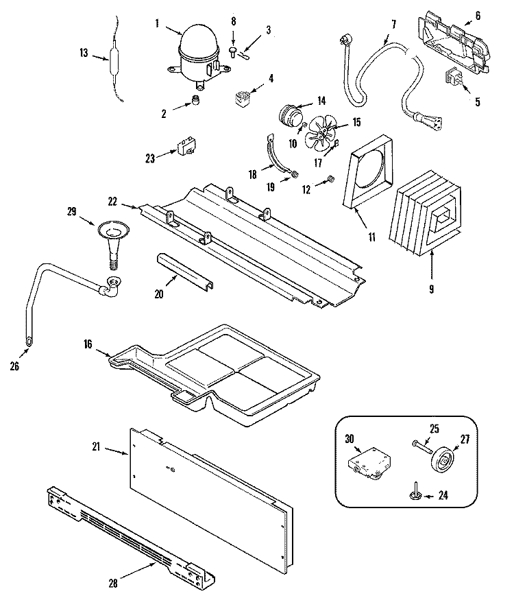 COMPRESSOR Diagram and Parts List for S61STRP  Maytag Refrigerator