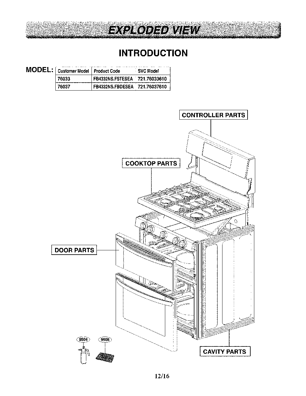 Accessory Parts Diagram and Parts List for 72176033610  Kenmore Range