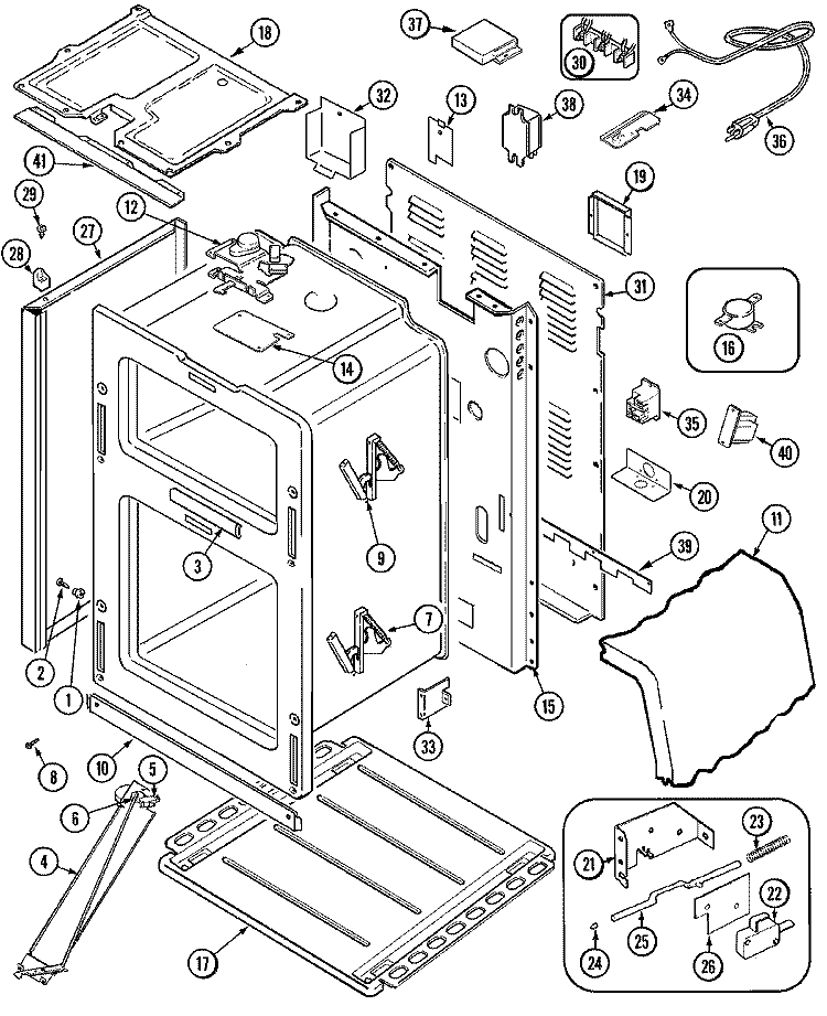 BODY Diagram and Parts List for MER6772BCQ  Maytag Range