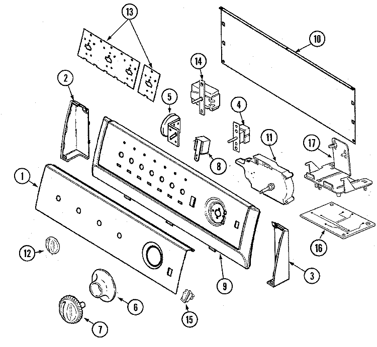 CONTROL PANEL Diagram and Parts List for PAV5000AWW  Maytag Washer