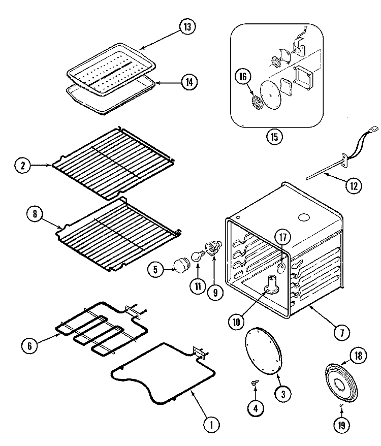 OVEN Diagram and Parts List for MEW6627CAS  Maytag Wall Oven