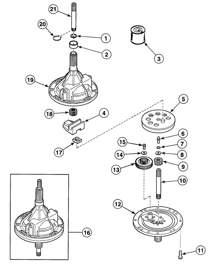 Transmission Diagram and Parts List for SWT820WN  Speed Queen Washer