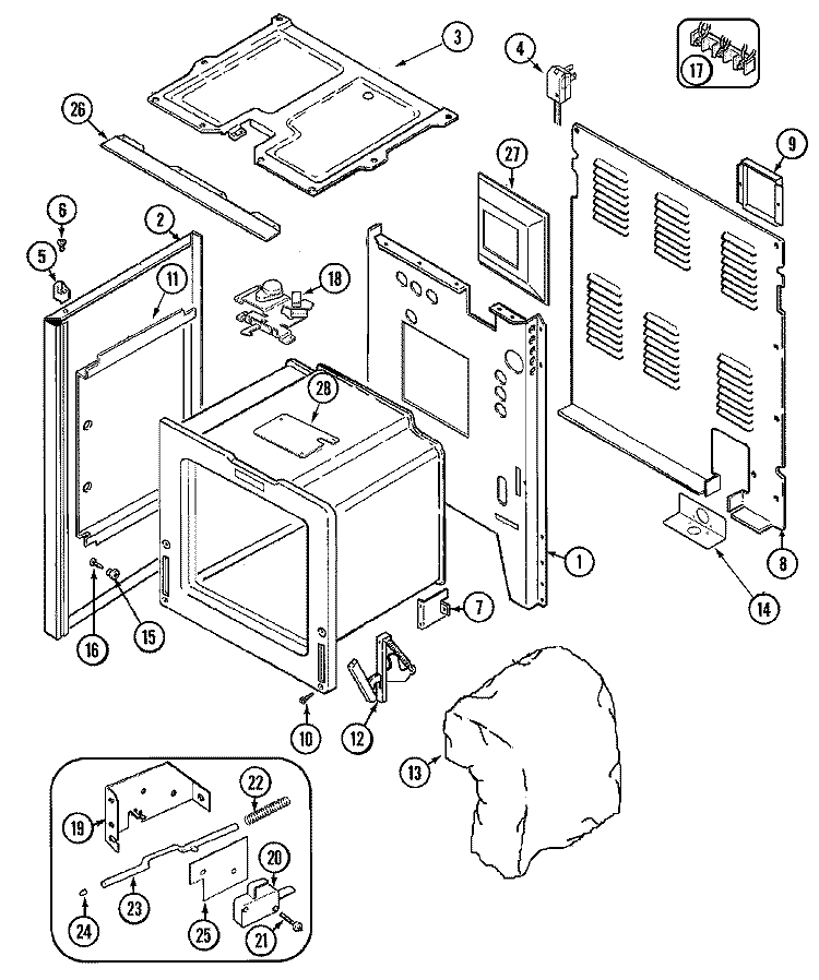 BODY Diagram and Parts List for JER8849BCW  Jenn-Air Range