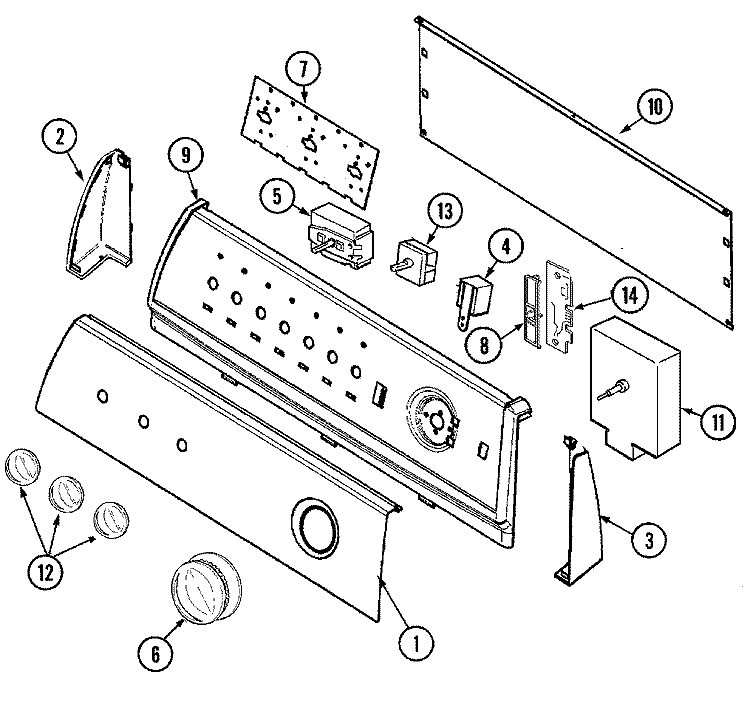 CONTROL PANEL Diagram and Parts List for PYET444AYW  Maytag Dryer