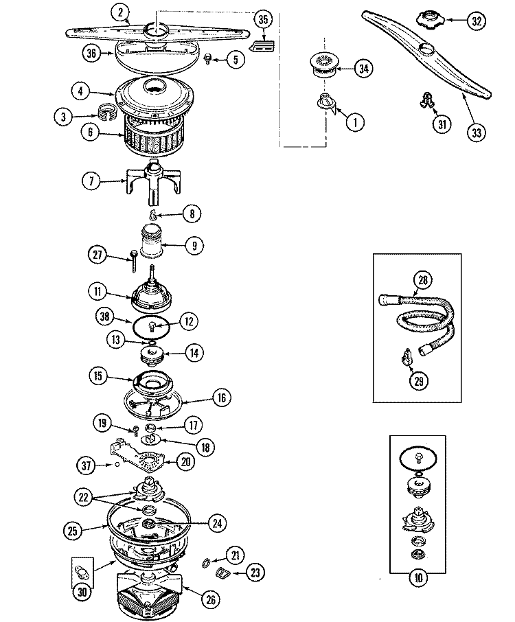 PUMP & MOTOR Diagram and Parts List for ADW662EAC  Amana Dishwasher