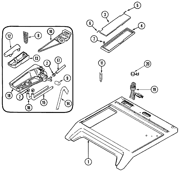 TOP Diagram and Parts List for MAH4000BWW  Maytag Washer