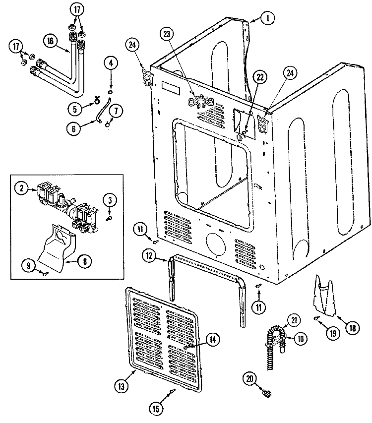 CABINET - REAR Diagram and Parts List for MAH4000BWW  Maytag Washer
