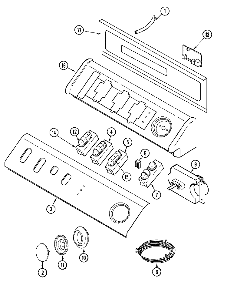 CONTROL PANEL Diagram and Parts List for MAH4000BWW  Maytag Washer