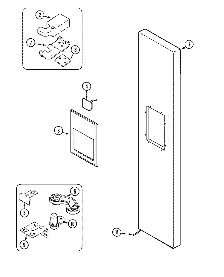 FREEZER OUTER DOOR Diagram and Parts List for S60STRP  Maytag Refrigerator